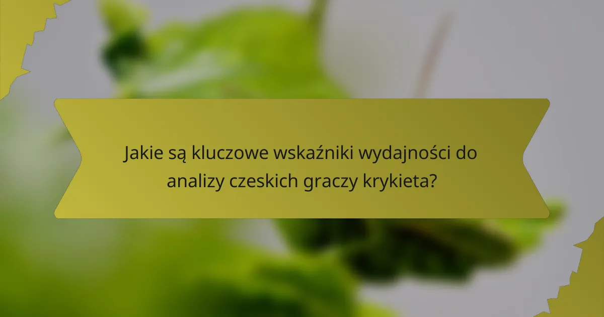 Jakie są kluczowe wskaźniki wydajności do analizy czeskich graczy krykieta?