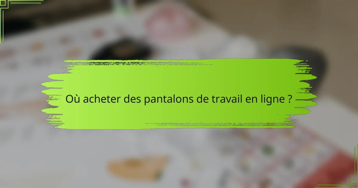 Où acheter des pantalons de travail en ligne ?
