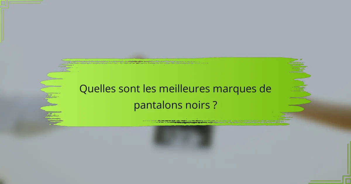 Quelles sont les meilleures marques de pantalons noirs ?