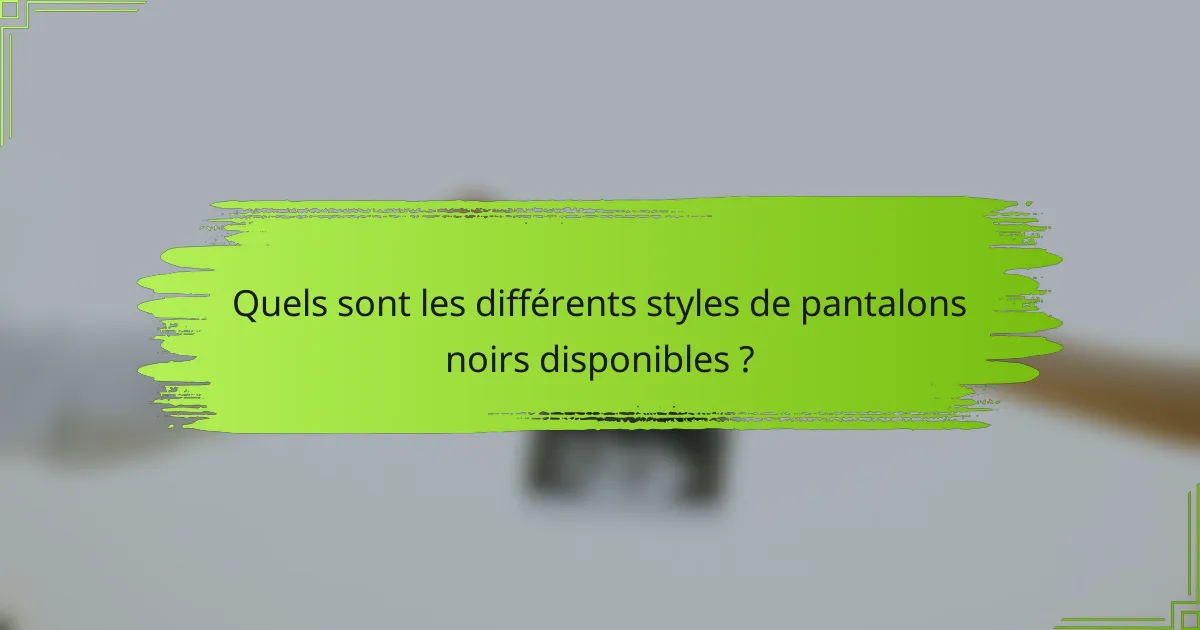 Quels sont les différents styles de pantalons noirs disponibles ?